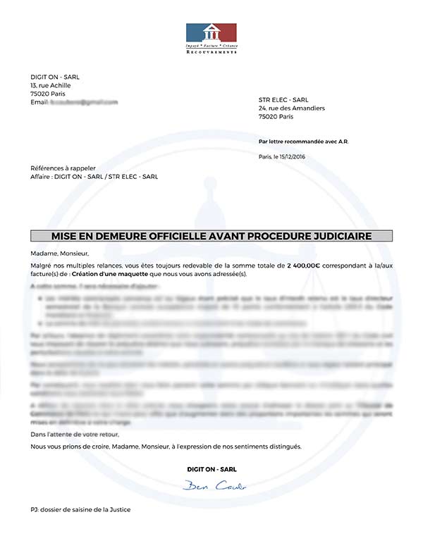 Mise en demeure standard